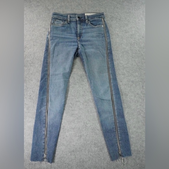 Rag & Bone Blue Skinny Jeans with Zipper Sides - Picture 1 of 8